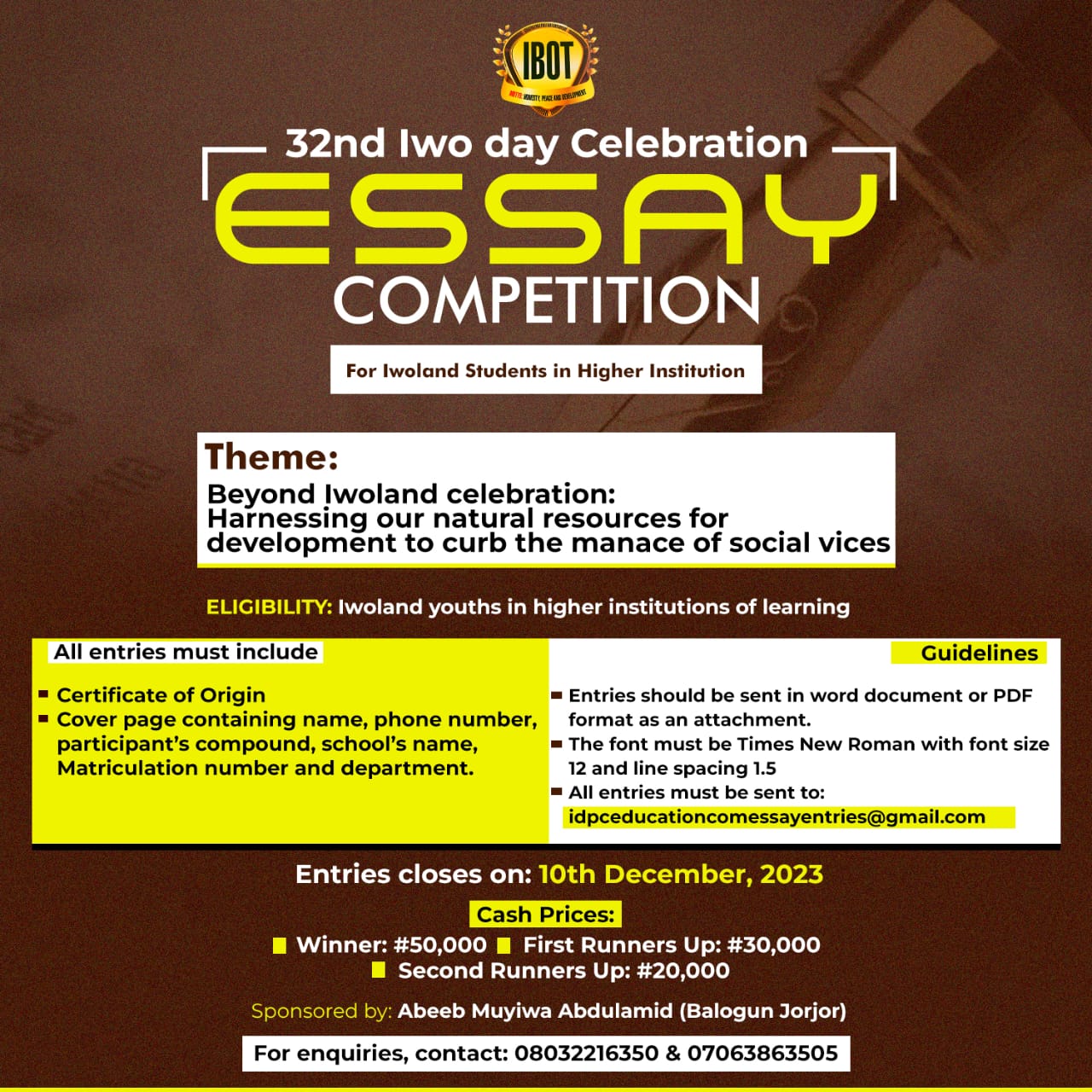 Iwo Day Celebration Essay Competition 